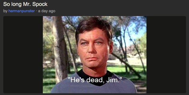 So long Mr. Spock