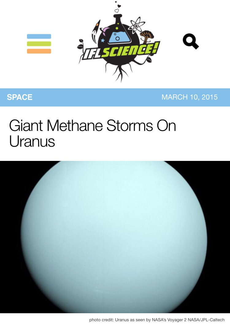 Giant Methane Storms on Uranus